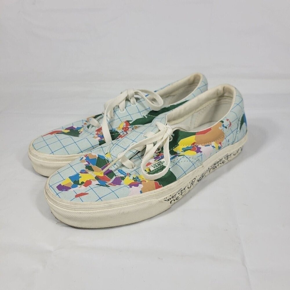 Vans Era x Save Our Planet Sneakers Women Size 7 World Map Skater Blue Lace Up